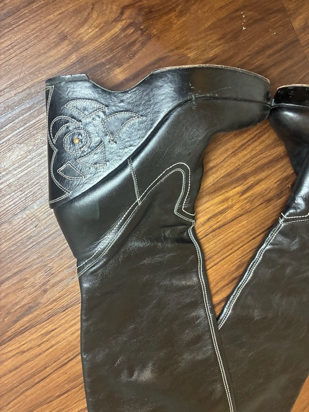Performing Art Leather Wedge Heel Boots Size 7 Black 3