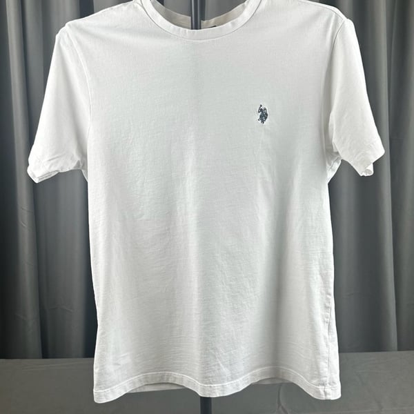 U.S. Polo Assn. Crew Neck T-Shirt Size S White Cotton Embroidered Logo