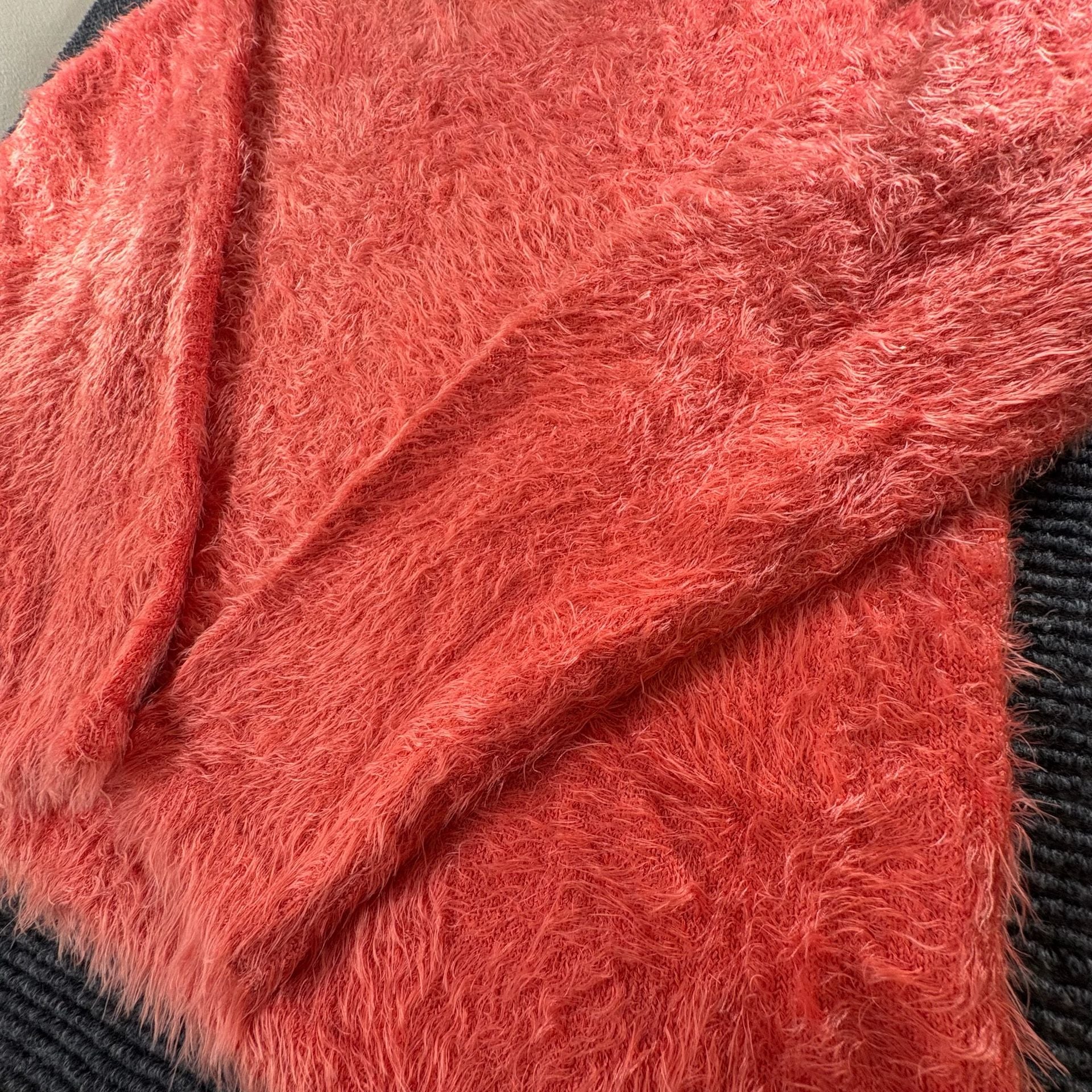 Evy's Tree The Ruthie Fuzzy V-Neck Pullover Sweater Size XL Coral Orange 3