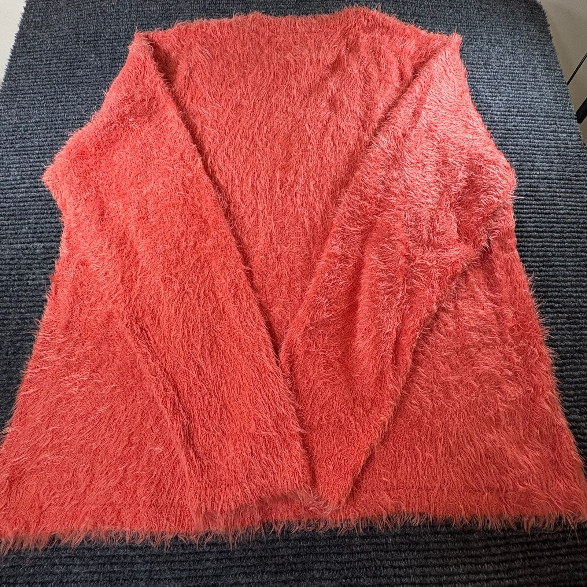Evy's Tree The Ruthie Fuzzy V-Neck Pullover Sweater Size XL Coral Orange 5