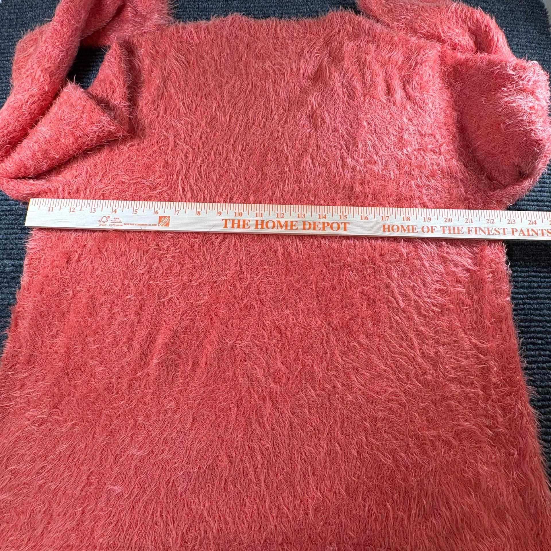 Evy's Tree The Ruthie Fuzzy V-Neck Pullover Sweater Size XL Coral Orange 6