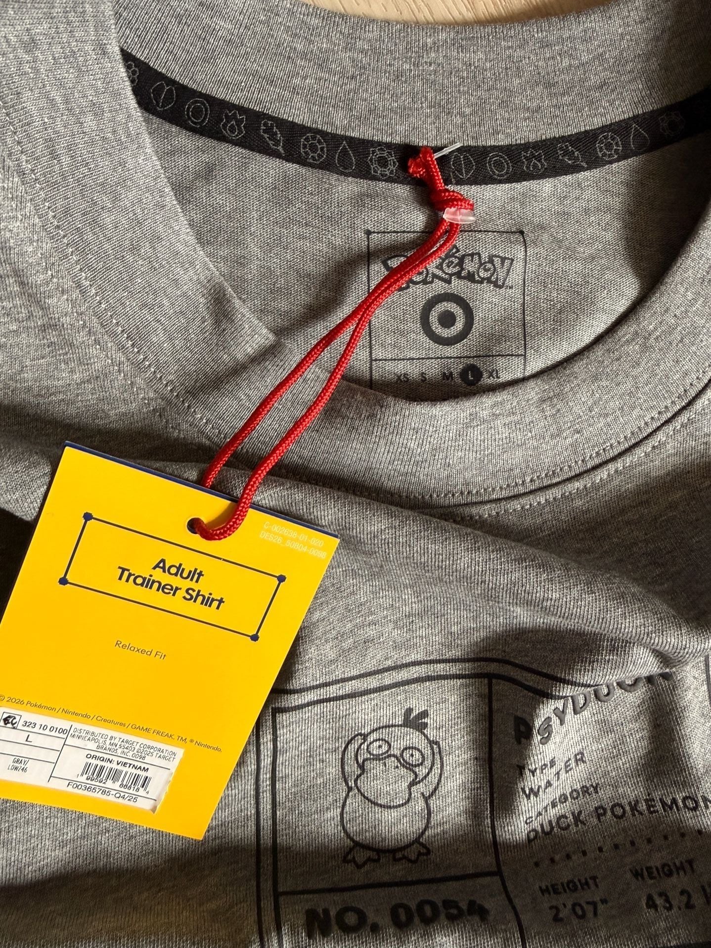 Pokemon Psyduck Adult Trainer Shirt Size L Gray 5