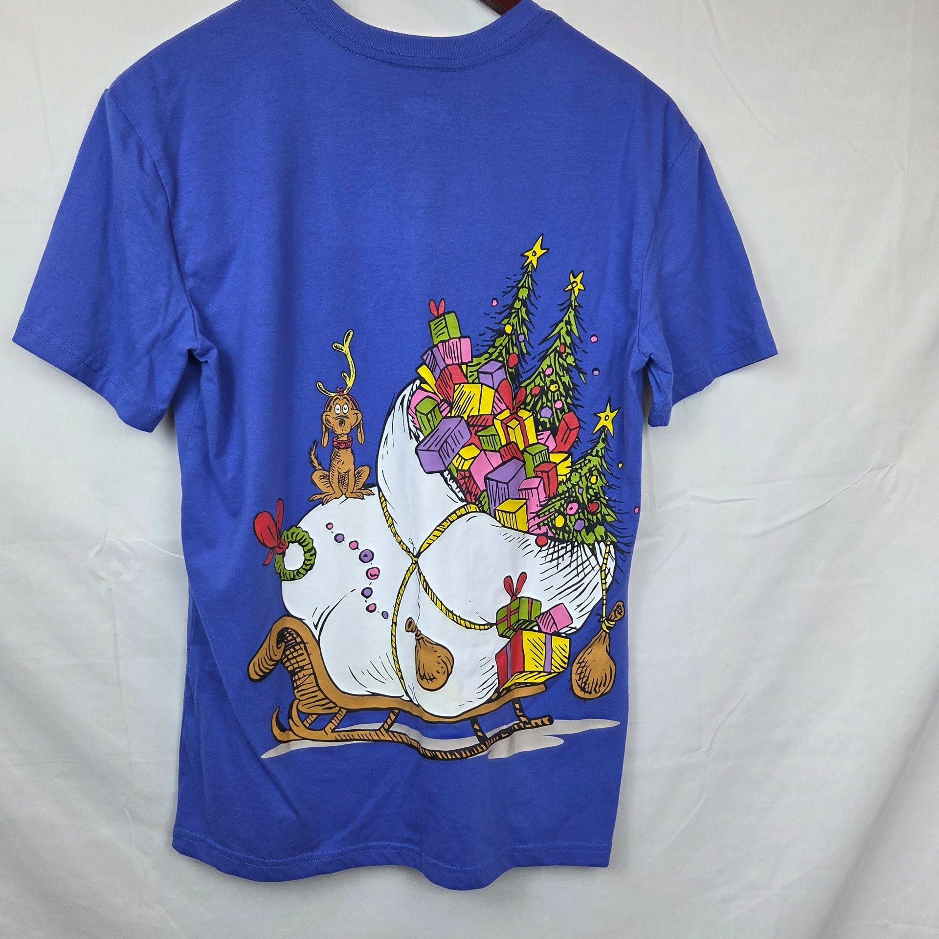 Dr. Seuss The Grinch Graphic T-Shirt Size S Blue Christmas 5