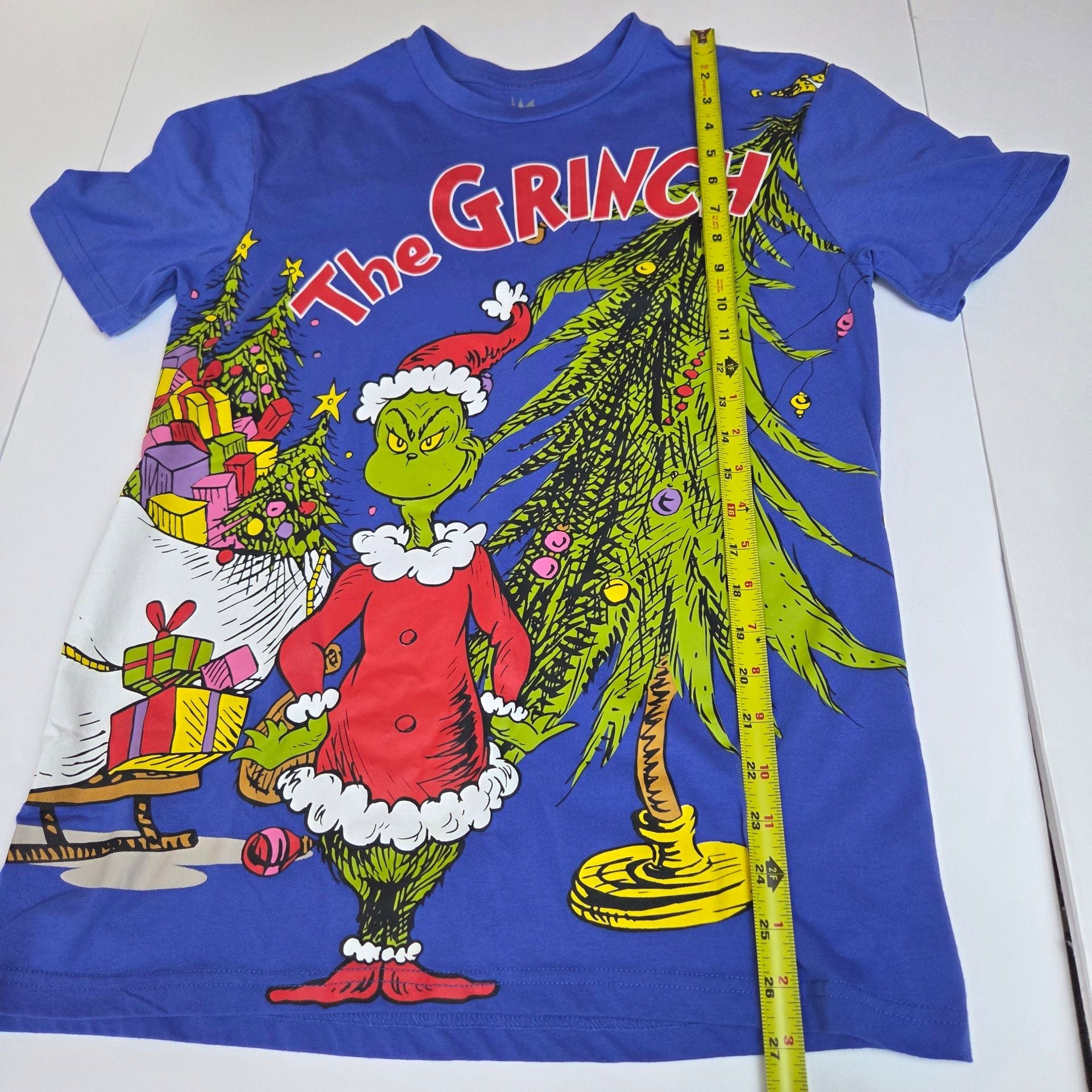 Dr. Seuss The Grinch Graphic T-Shirt Size S Blue Christmas 8
