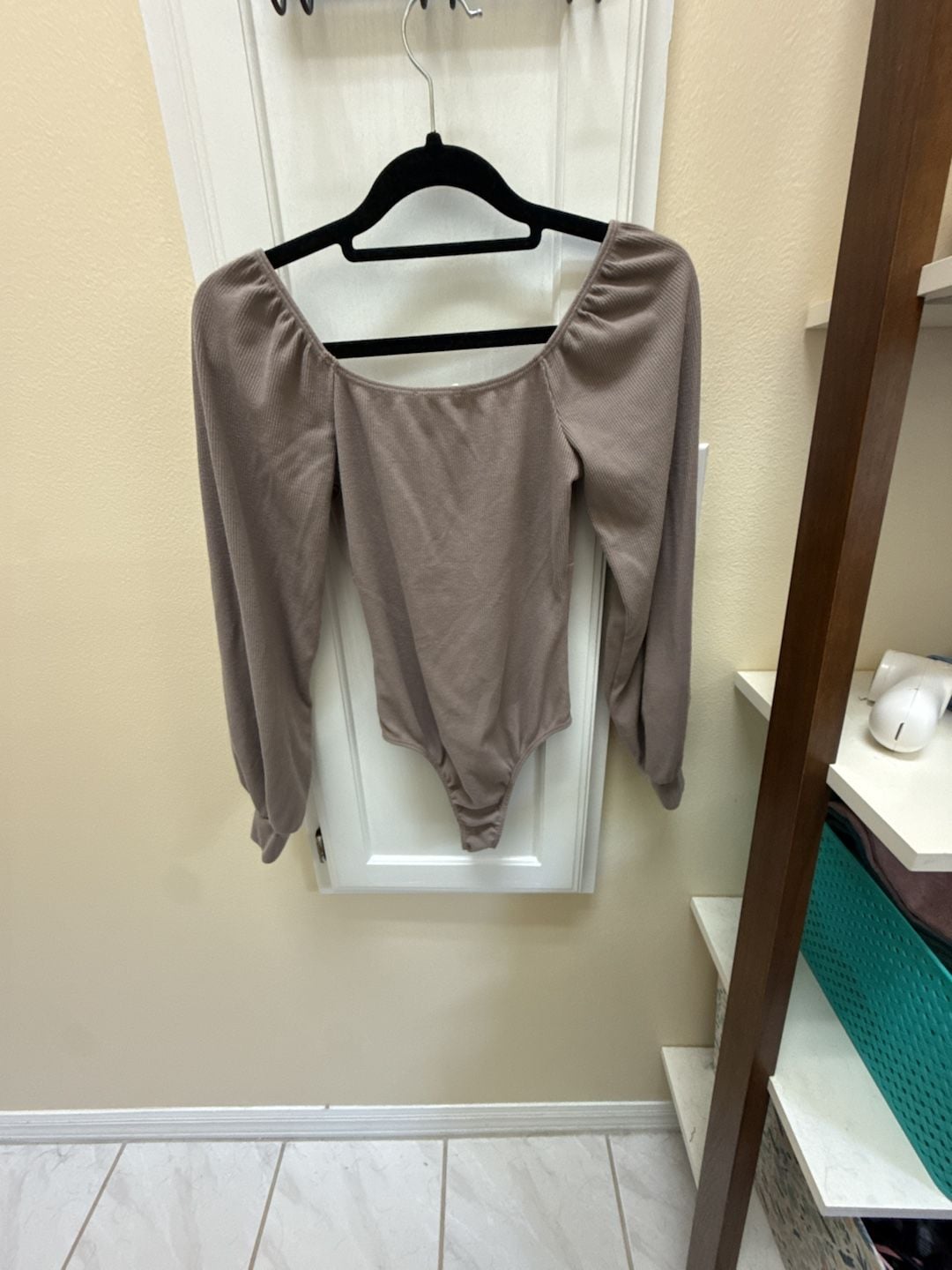 Altar'd State Bodysuit Size XS Brown Long Sleeve Square Neck Ribbed 4
