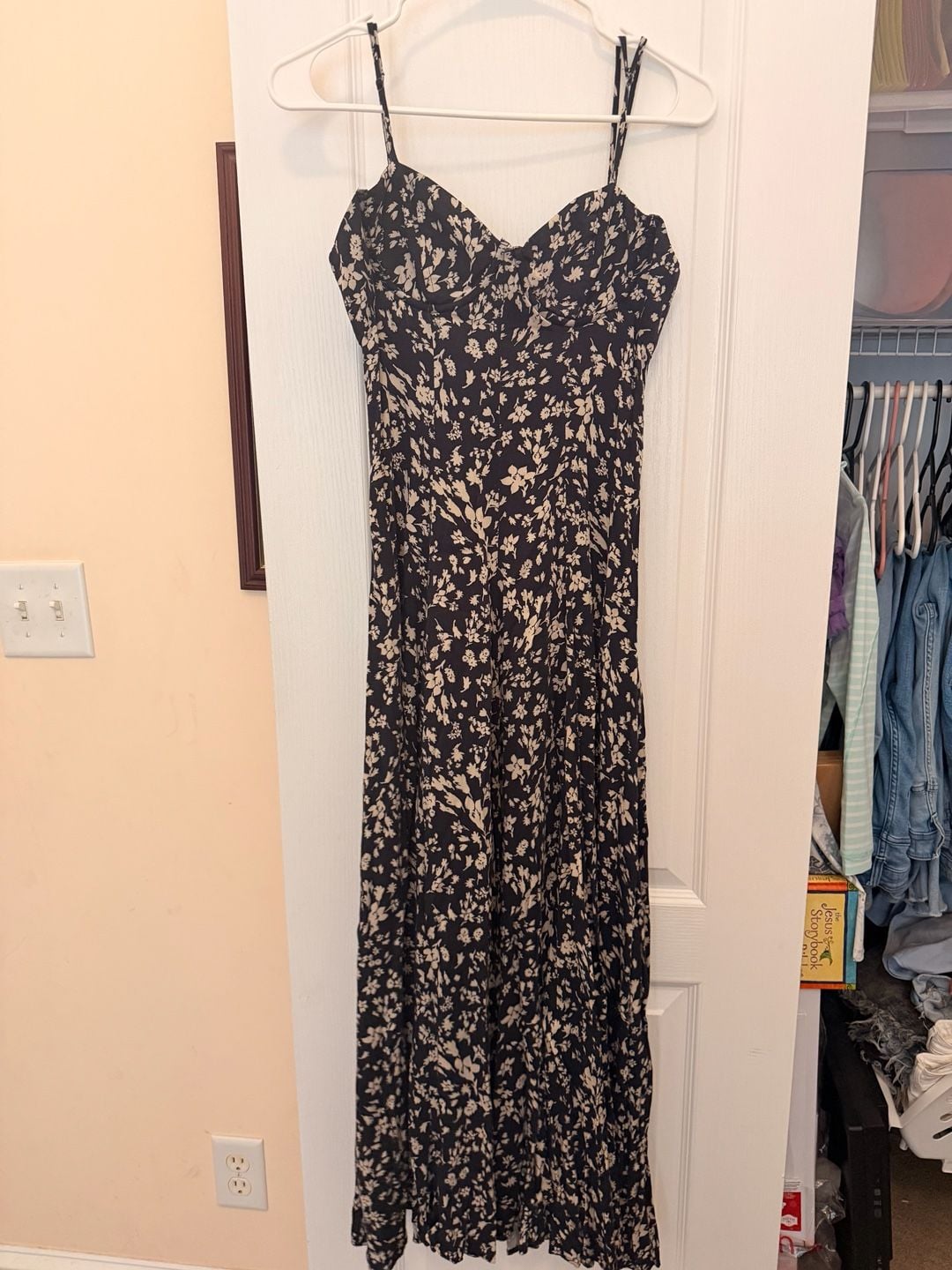 Free People Under The Moonlight Maxi Dress Size 2 Black Floral 2