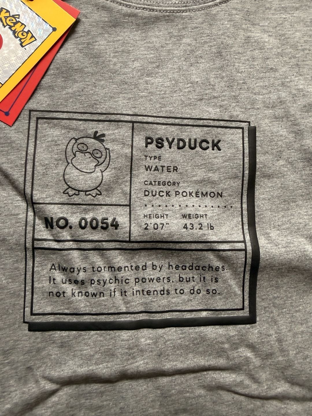 Pokemon Psyduck Adult Trainer Shirt Size M Gray 2