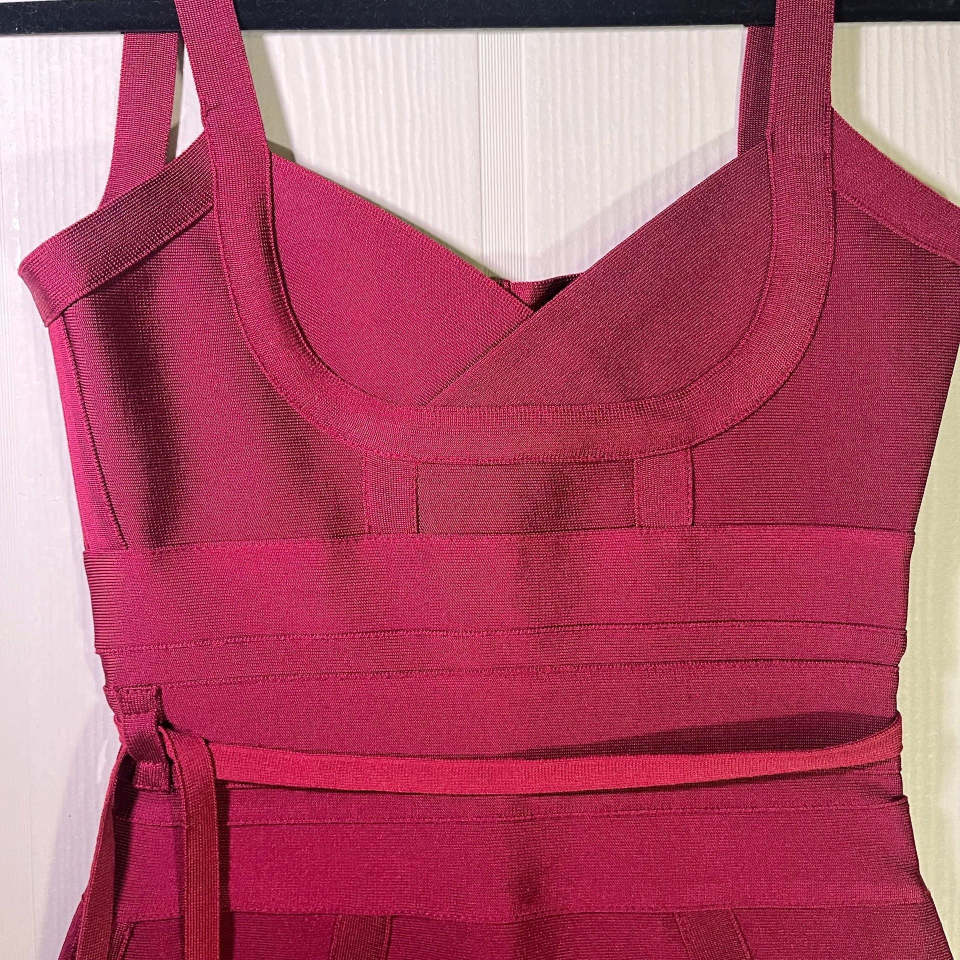 Meilun Red Belted Bandage Bodycon Party Dress 2