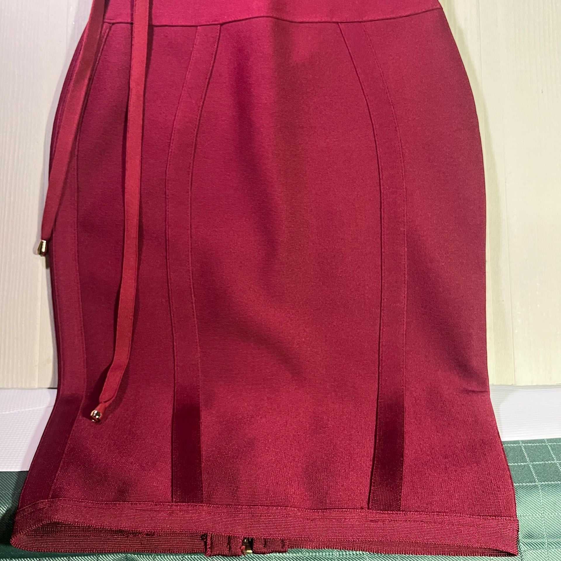 Meilun Red Belted Bandage Bodycon Party Dress 3