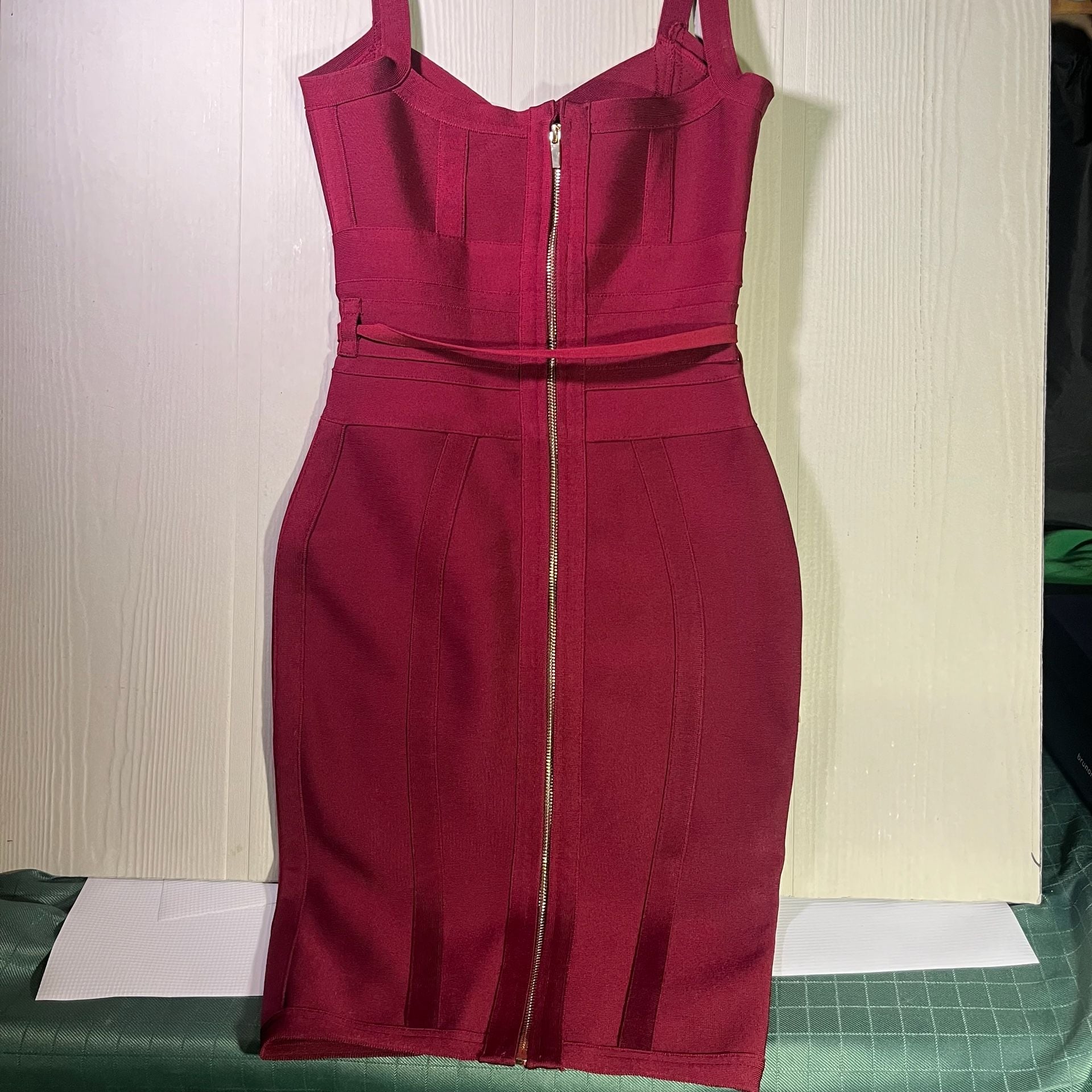 Meilun Red Belted Bandage Bodycon Party Dress 4