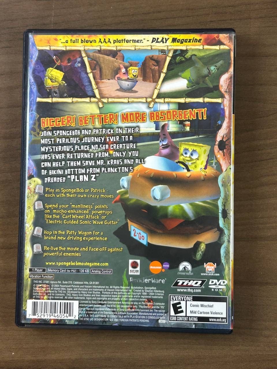 The SpongeBob SquarePants Movie Sony PlayStation 2 PS2 2004 Game Disc & Case 3