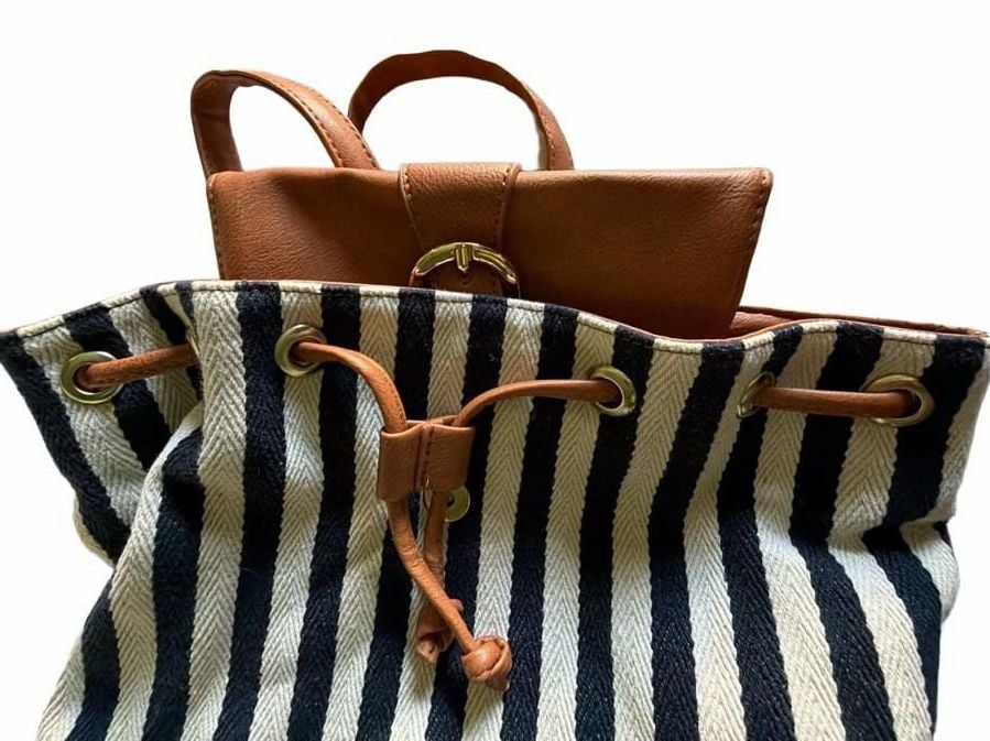 Calypso Studios Striped Canvas Backpack Purse 7