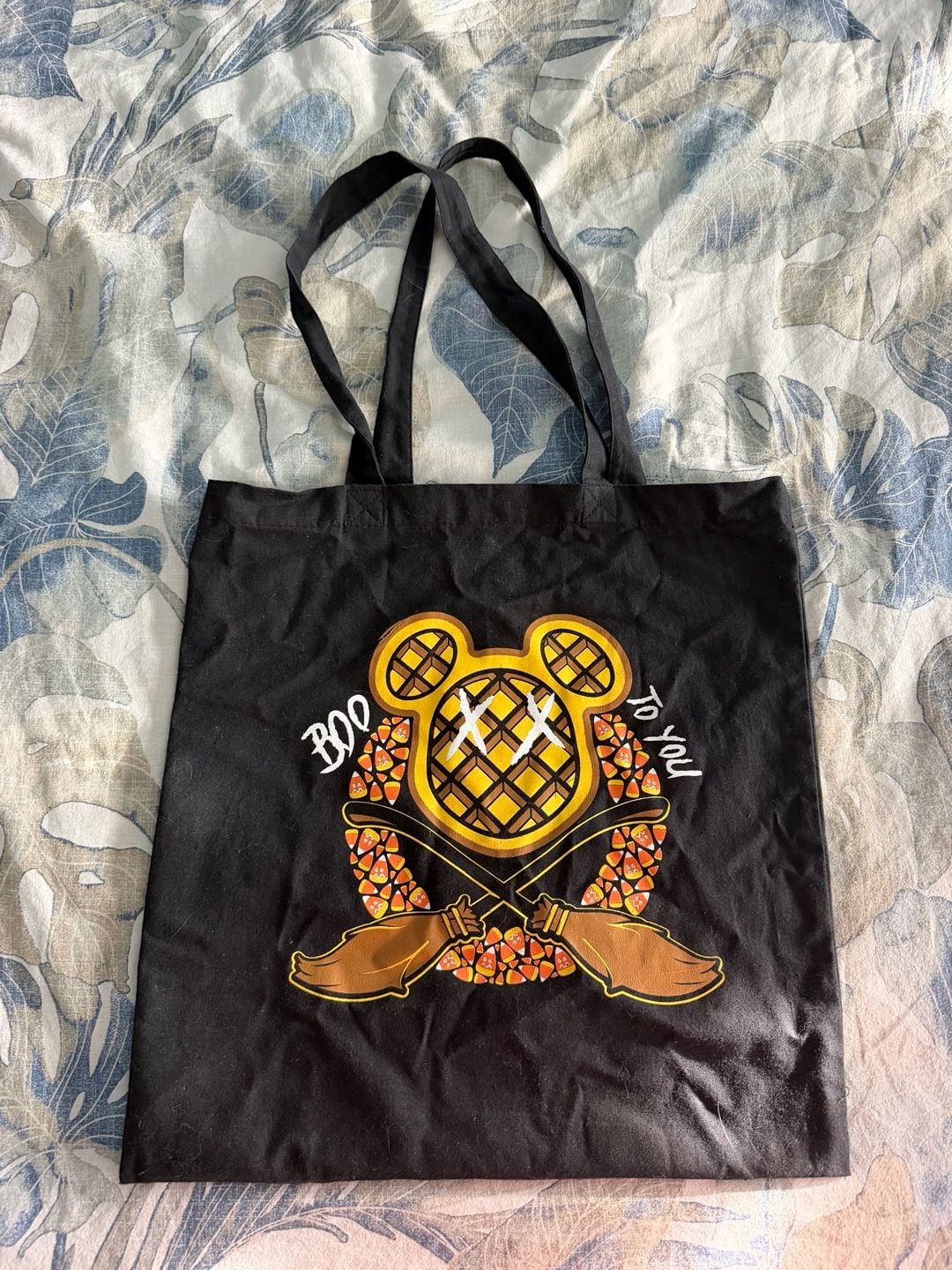 The Lost Bros Mickey Waffle Boo To You Halloween Black Tote Bag 2