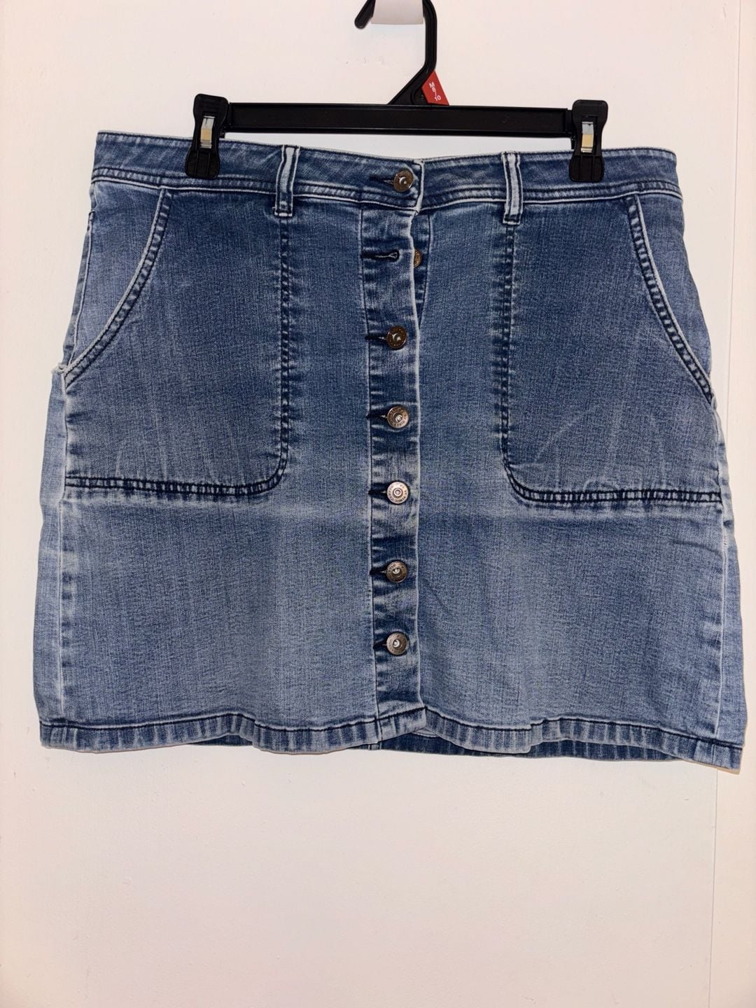 Tears by Vince Camuto Denim Mini Skirt Size 31/12 Button Front Blue Wash 2