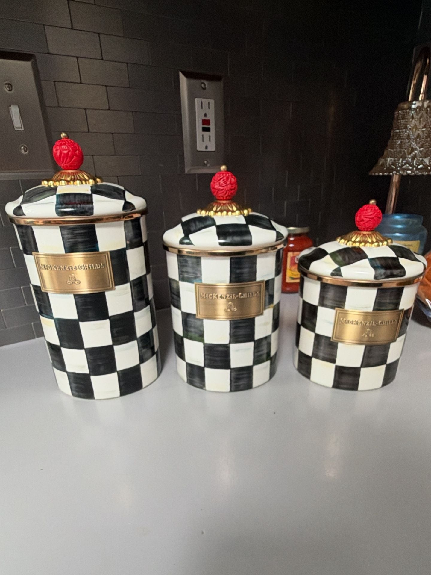 MacKenzie-Childs Courtly Check Canister Set of 3 1