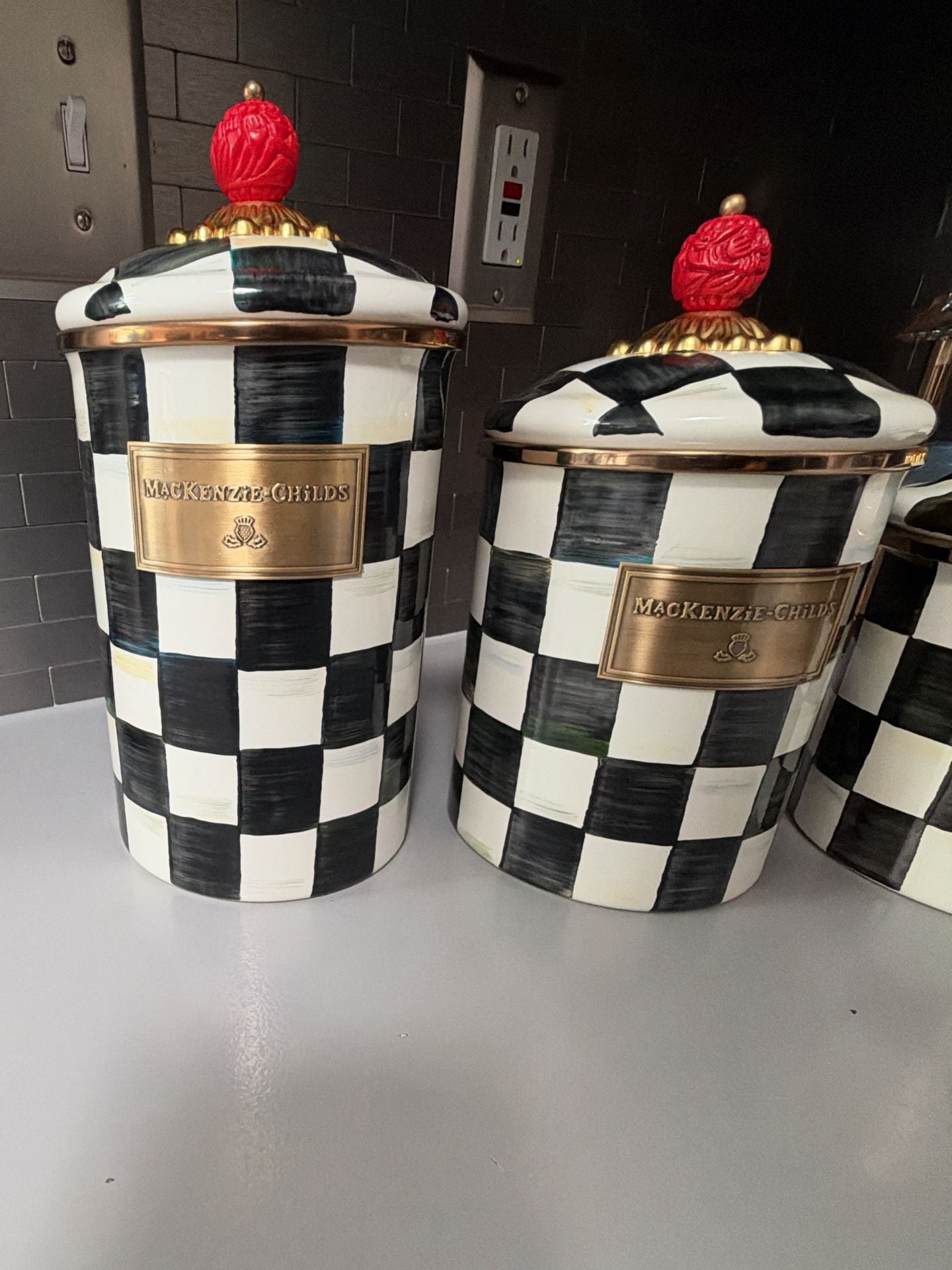 MacKenzie-Childs Courtly Check Canister Set of 3 2