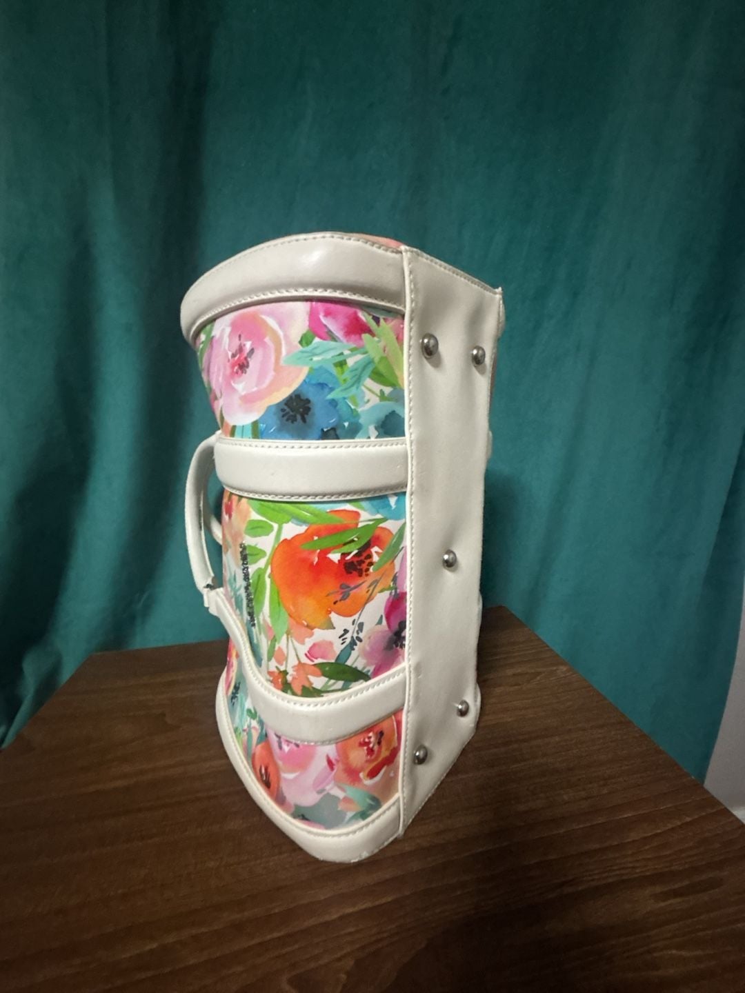 Sassy Jones Floral Watercolor Barrel Bag Satchel Purse 8