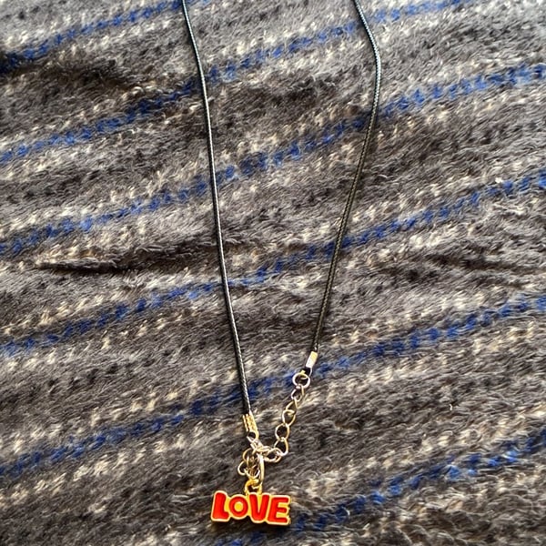 Unbranded LOVE Pendant Black Cord Necklace