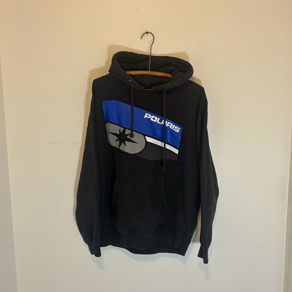 Pure Polaris Hoodie Size L Black Blue Graphic Pullover Sweatshirt