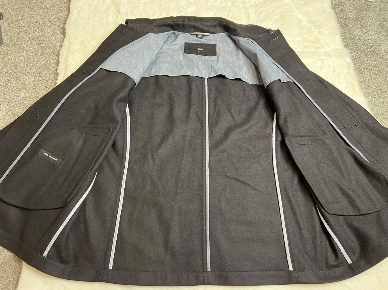 Hugo Boss Coxtan Jacket Size 40R Black Wool Cashmere Coat 7