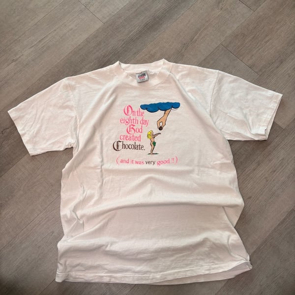 Oneita On The Eighth Day God Created Chocolate T-Shirt White