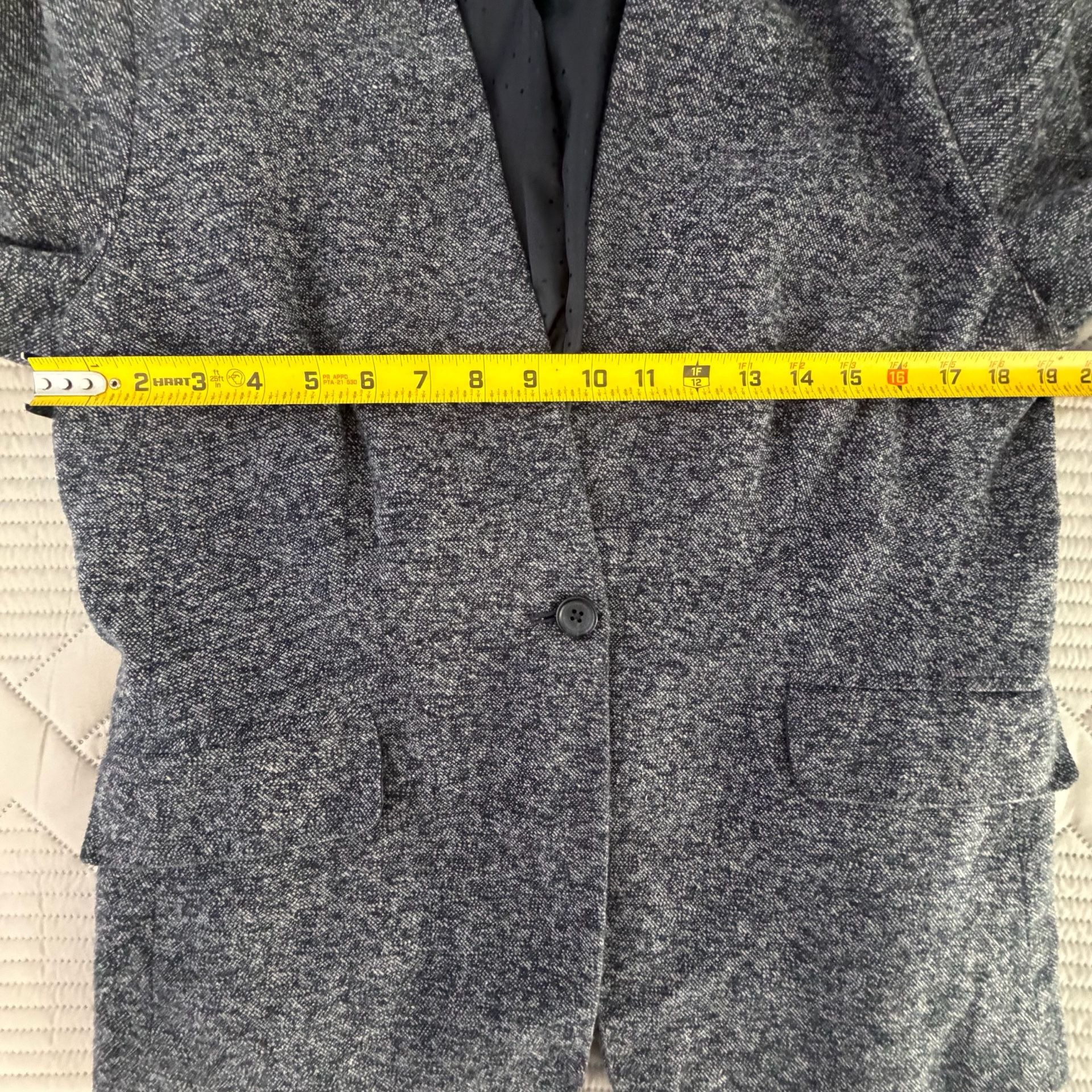Banana Republic Blazer Size 14 Blue Marled Cotton Single Button 4