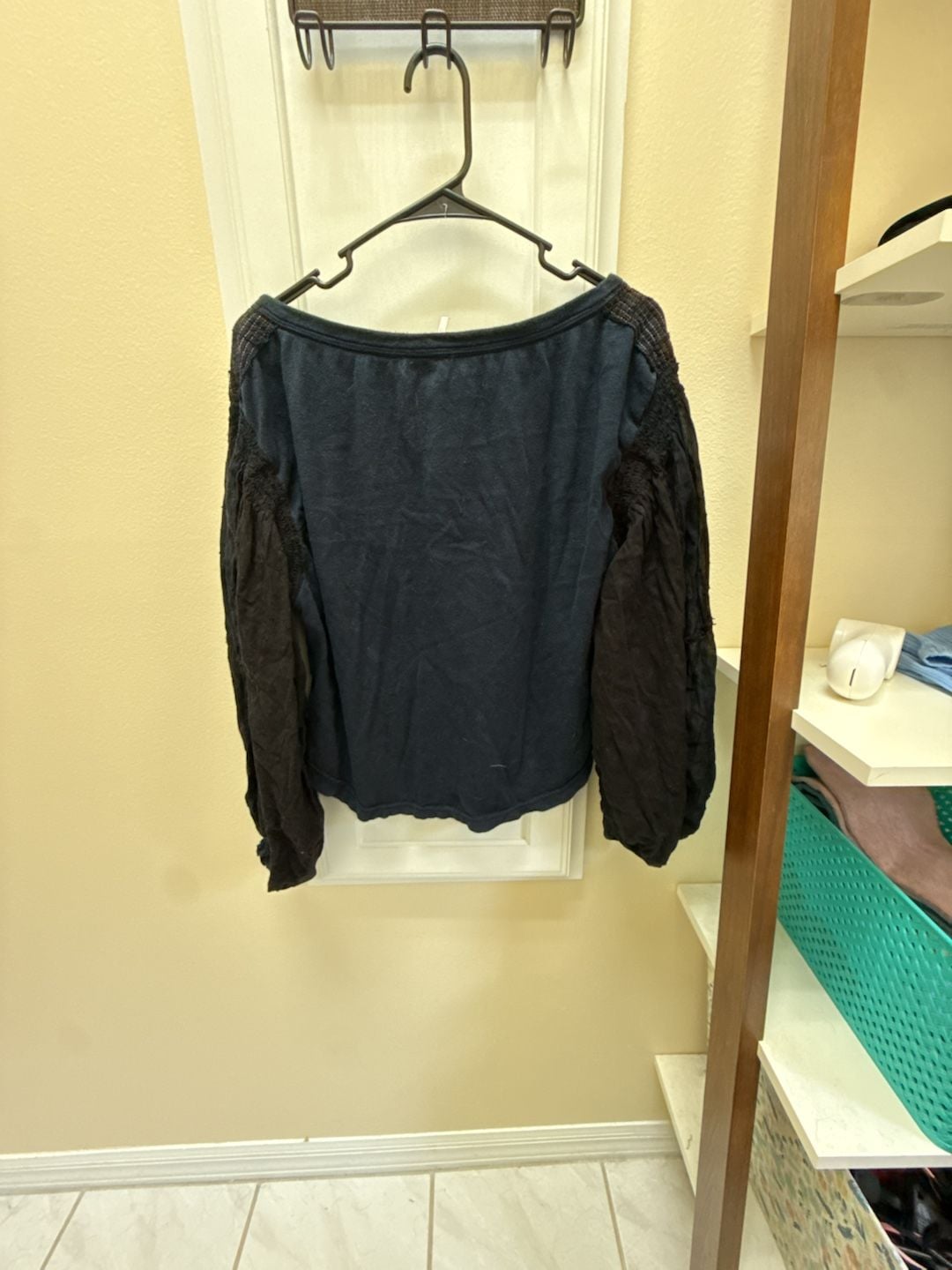 Free People Light Magic Henley Size M Black Long Sleeve Top 7