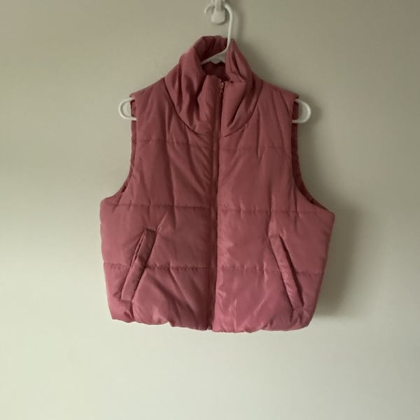 Automet Puffer Vest Size M Pink Cropped Sleeveless Outerwear