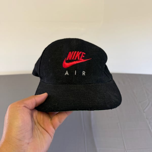 Nike Air Snapback Hat Black Red Wool Vintage 90s