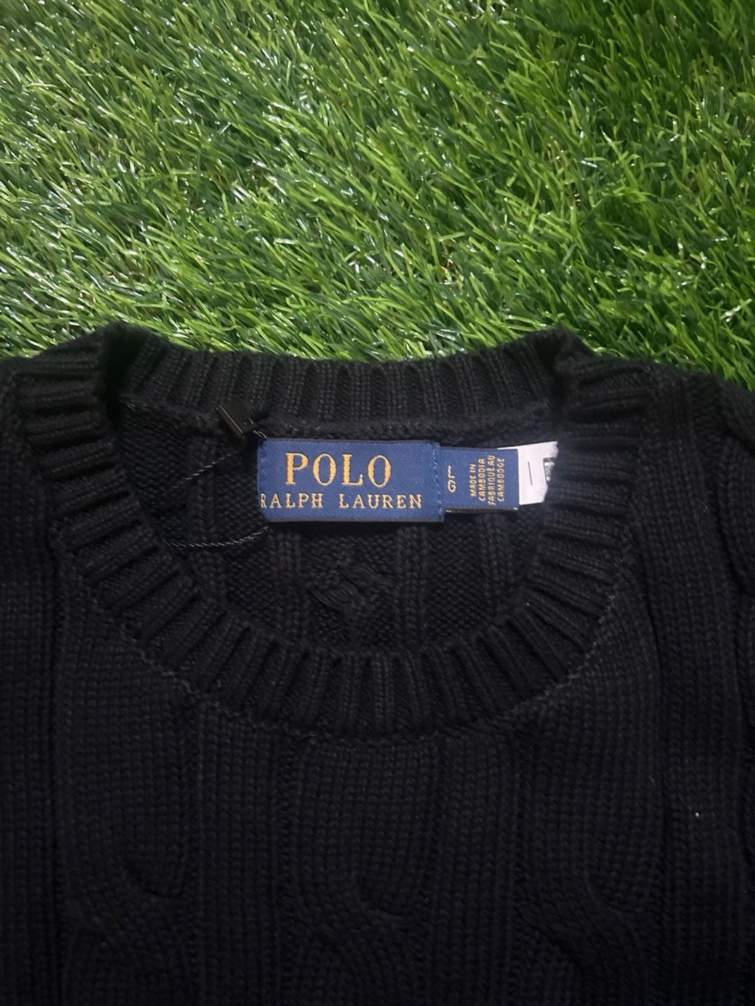 Polo Ralph Lauren Cable Knit Sweater Size L Black 4