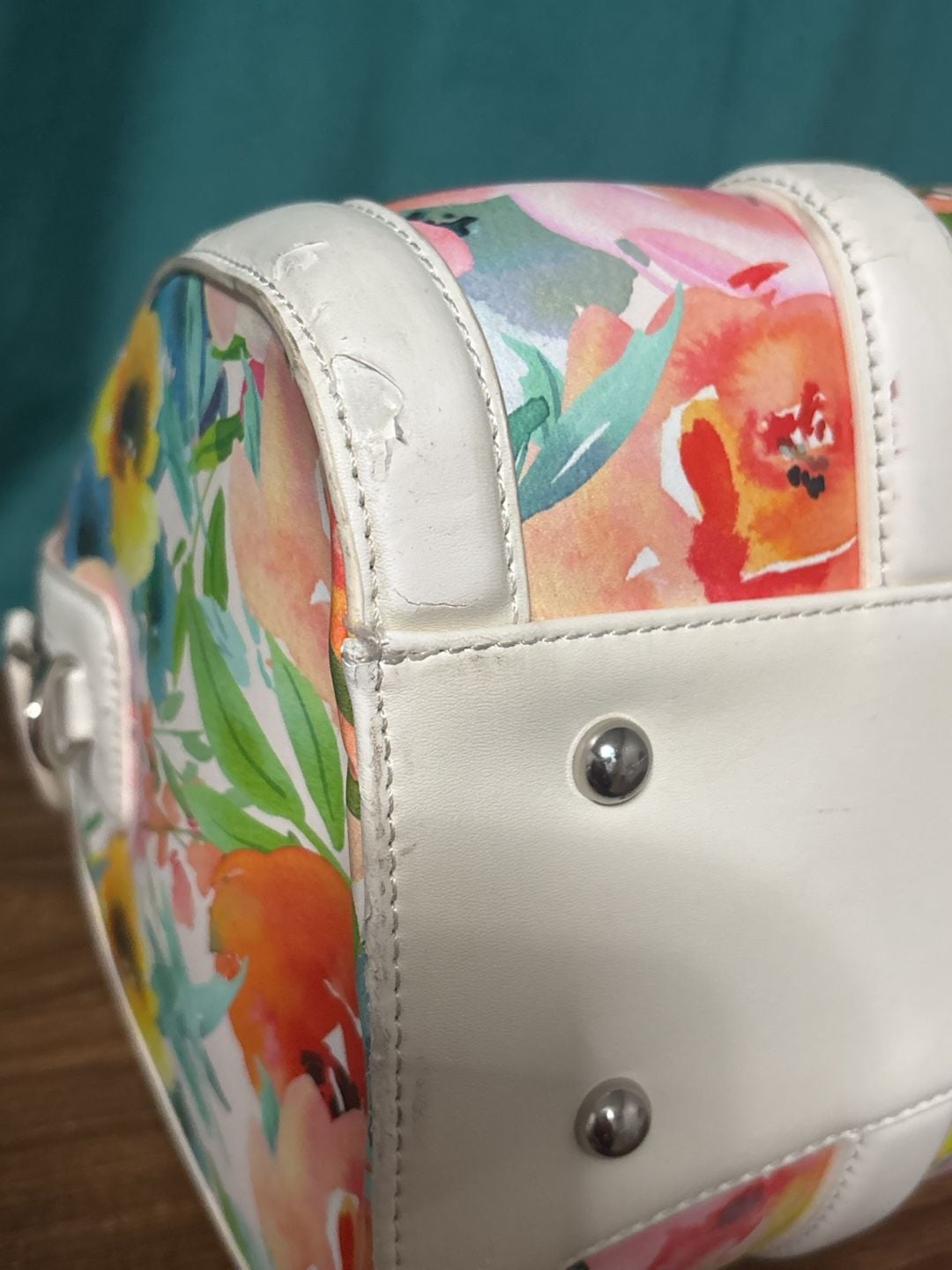 Sassy Jones Floral Watercolor Barrel Bag Satchel Purse 10