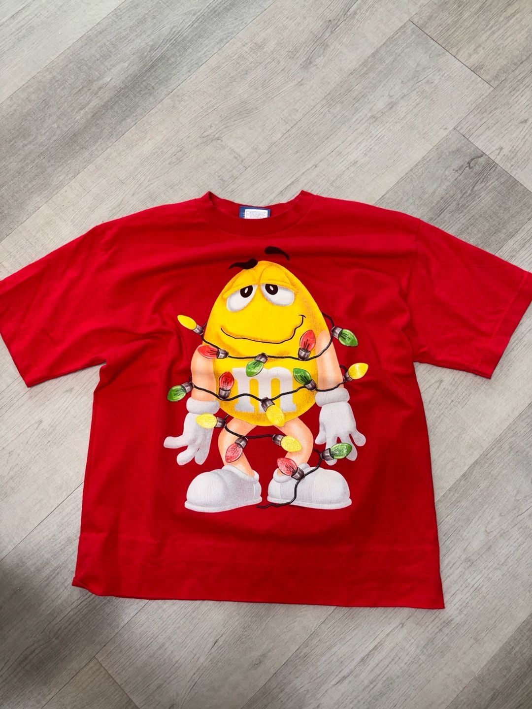M&M's Christmas Lights Yellow M&M Red T-Shirt 2
