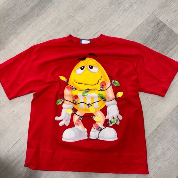 M&M's Christmas Lights Yellow M&M Red T-Shirt