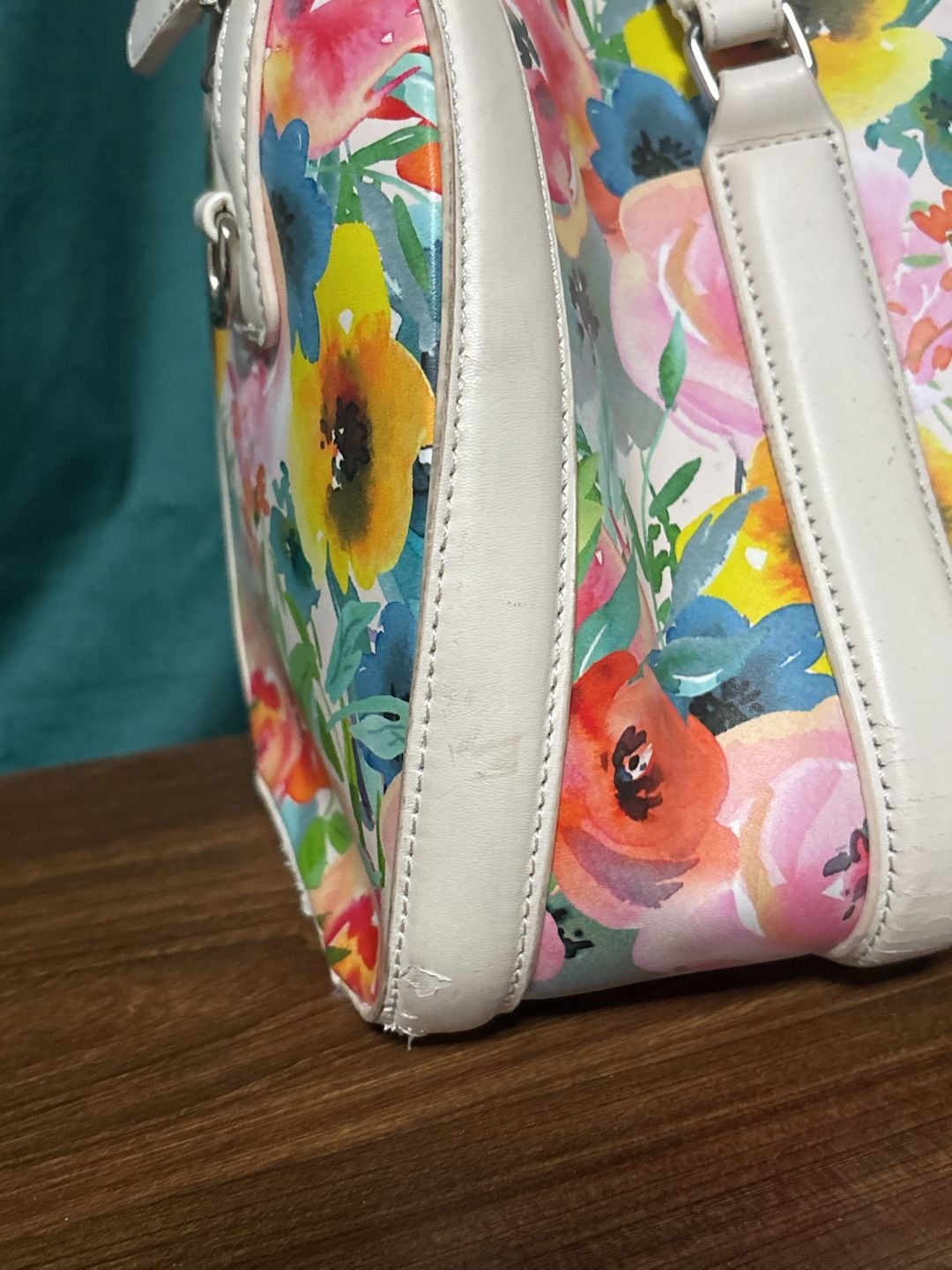 Sassy Jones Floral Watercolor Barrel Bag Satchel Purse 11