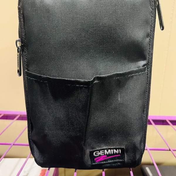 GEMINI - Black 15 CD Hard Storage Carrying Bag Zipper Front Pouch VTG 1990s NICE