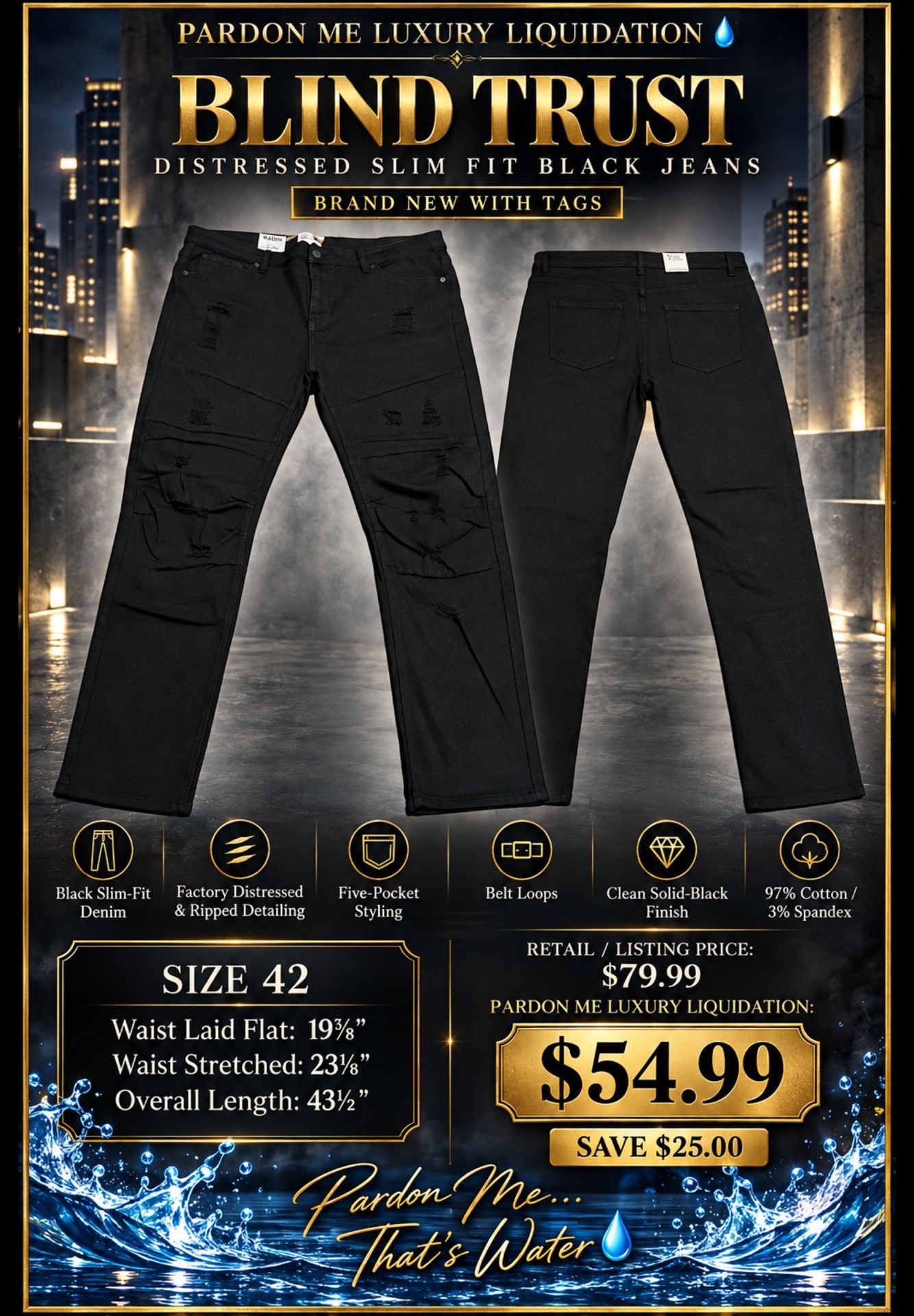 Blind Trust Distressed Slim Fit Black Jeans 2