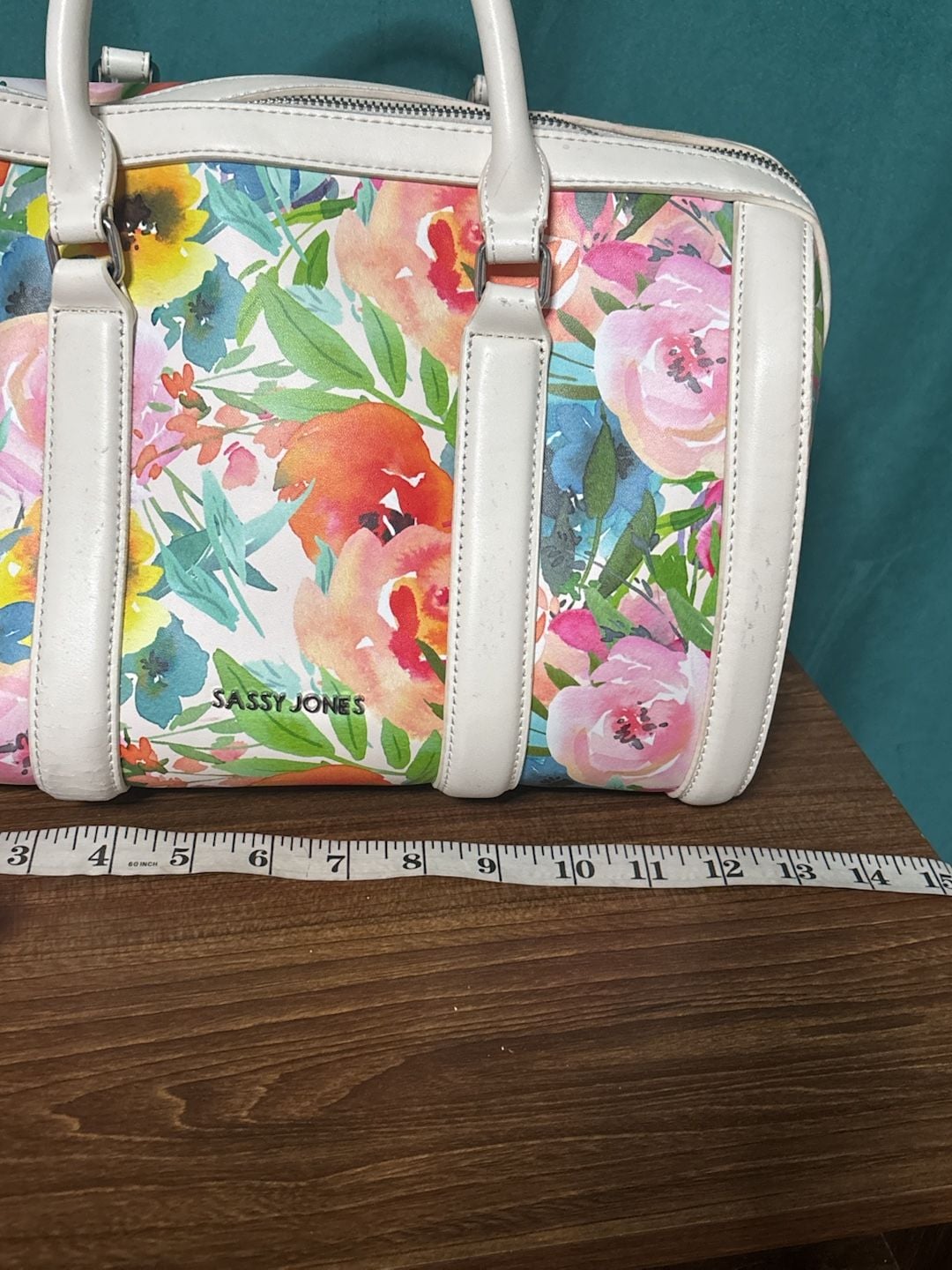 Sassy Jones Floral Watercolor Barrel Bag Satchel Purse 13