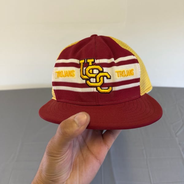 Ajd USC Trojans Hat Large Vintage Snapback Trucker Cap Red Yellow