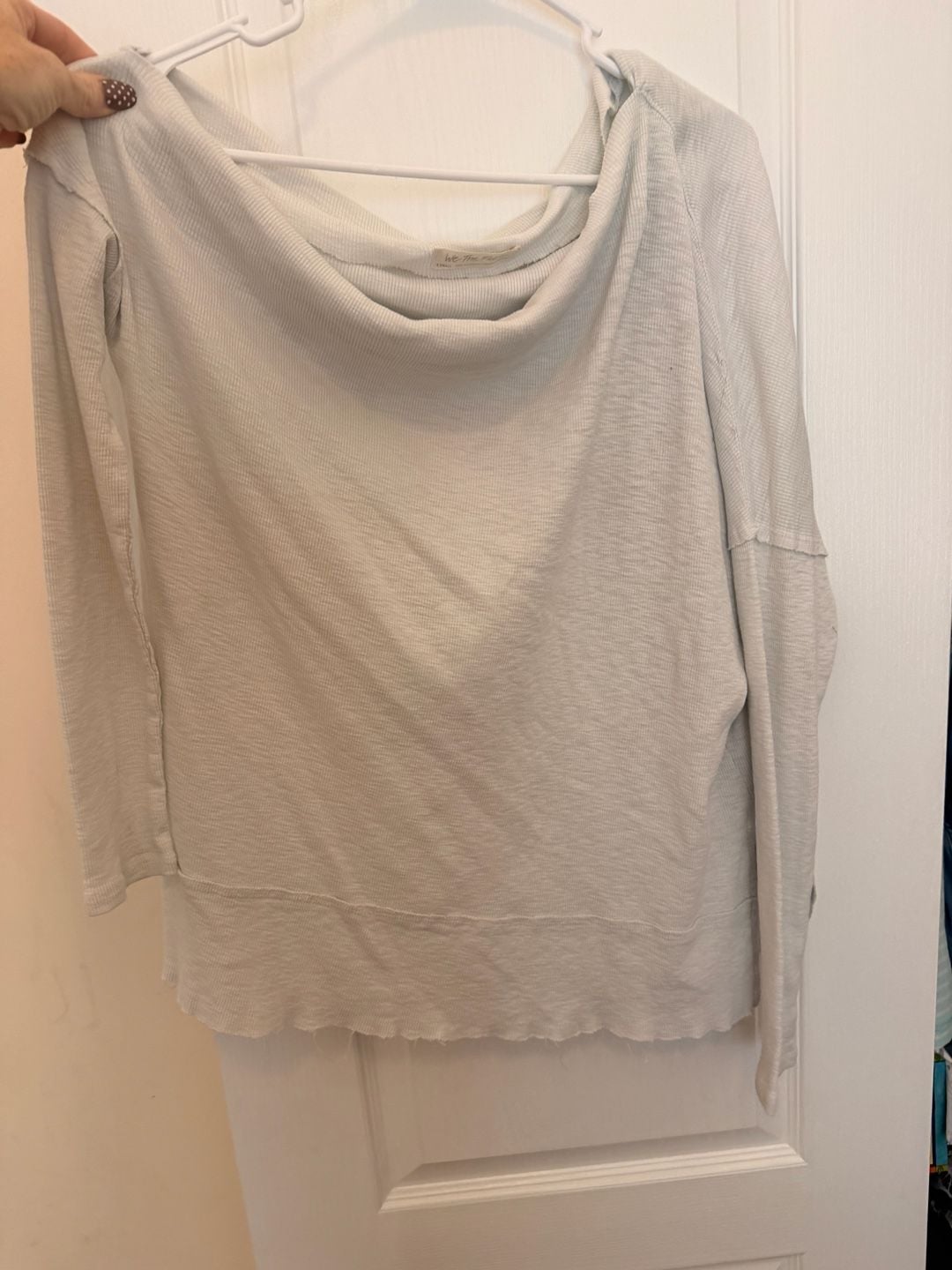 We The Free Long Sleeve Cowl Neck Top Size XS Small White Thermal 3