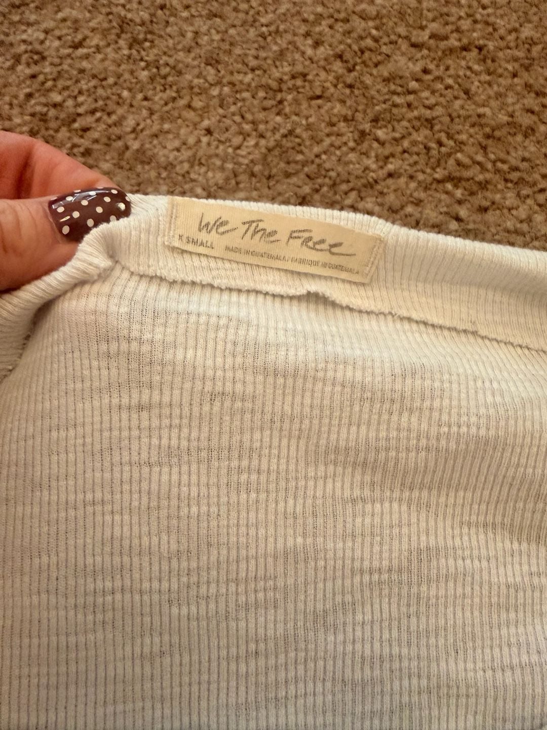 We The Free Long Sleeve Cowl Neck Top Size XS Small White Thermal 4