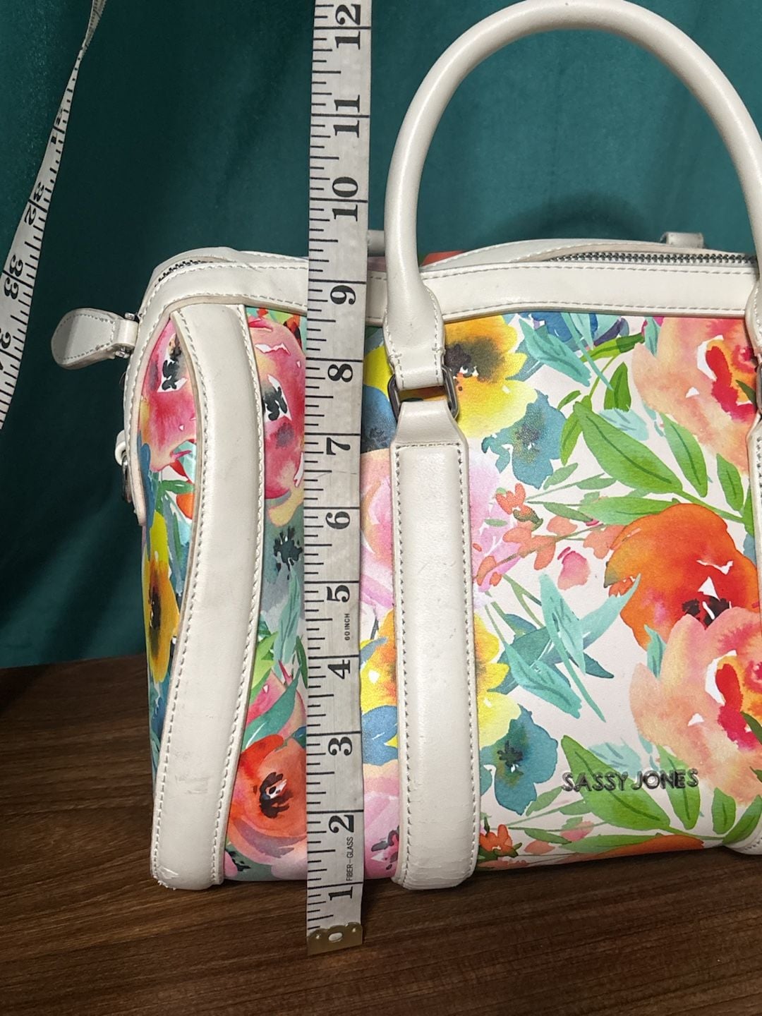 Sassy Jones Floral Watercolor Barrel Bag Satchel Purse 14