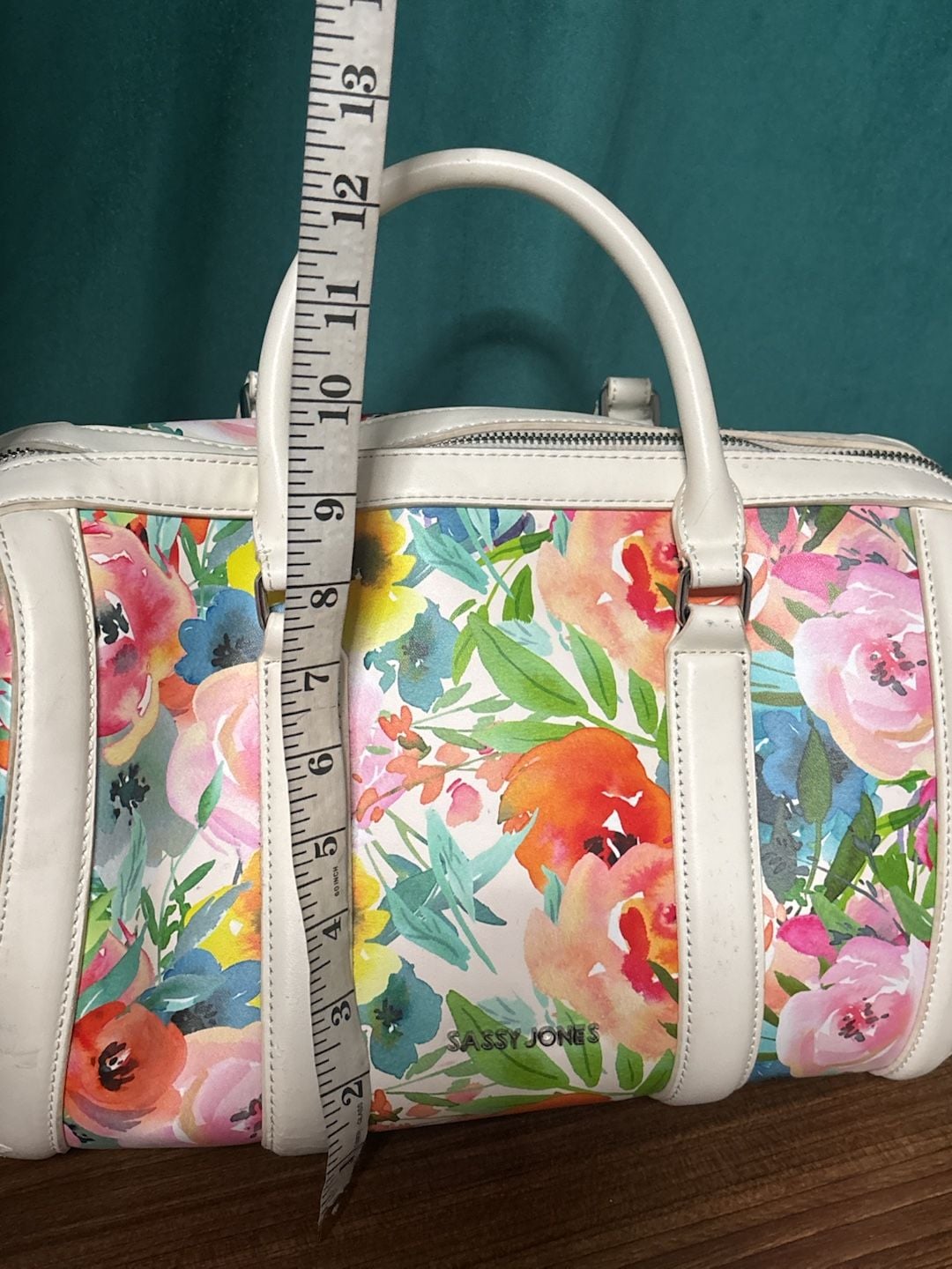 Sassy Jones Floral Watercolor Barrel Bag Satchel Purse 15