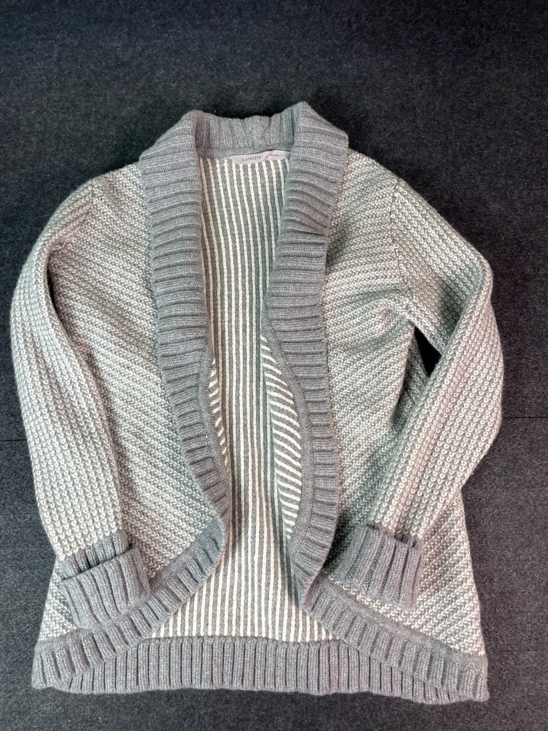 Athleta Cardigan Sweater Size XL Gray Wool Cashmere Open Front 2