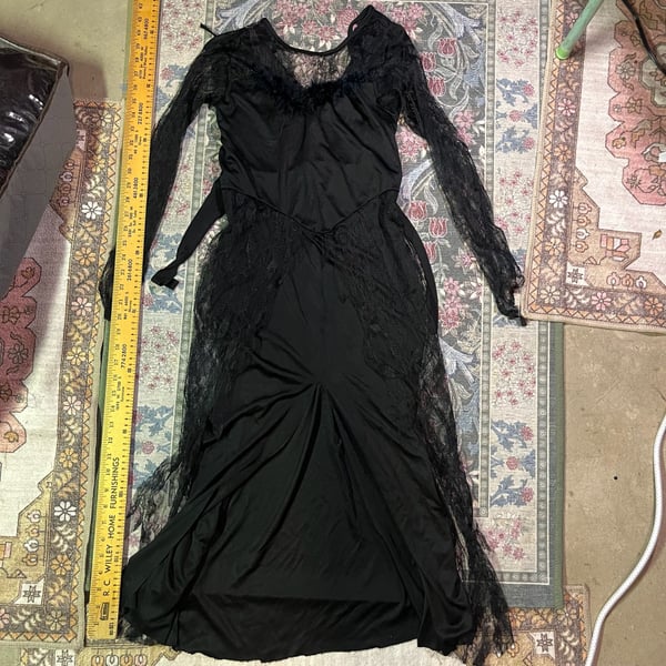 Vintage Black Lace Goth Fairy Maxi Dress