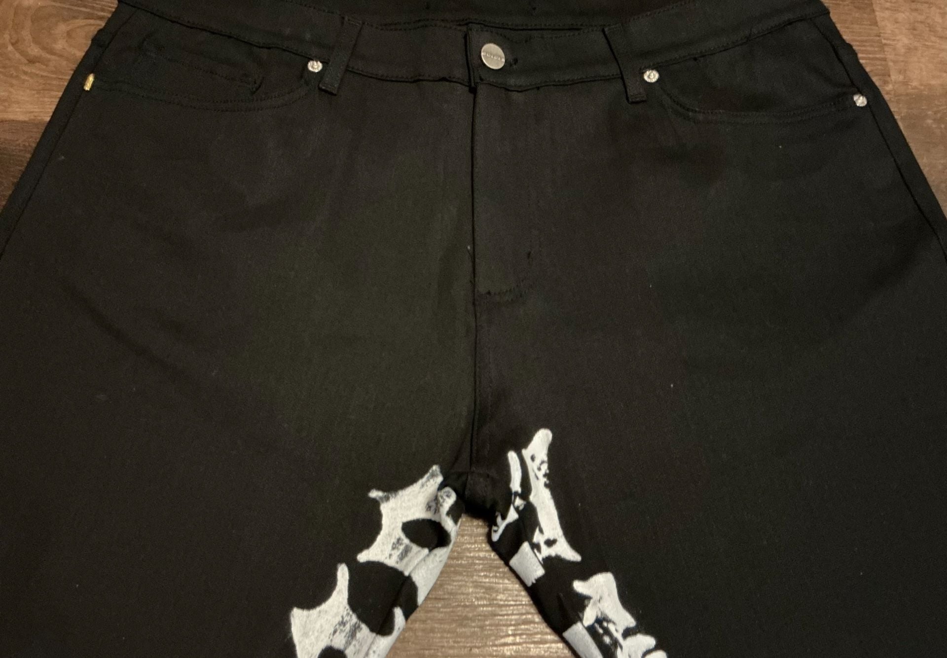 Golden Denim Gothic Letter Graphic Flare Jeans 4