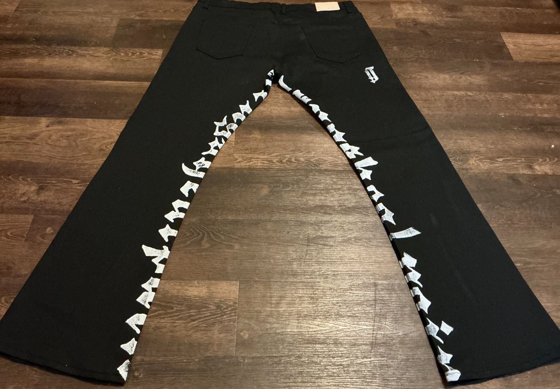 Golden Denim Gothic Letter Graphic Flare Jeans 7
