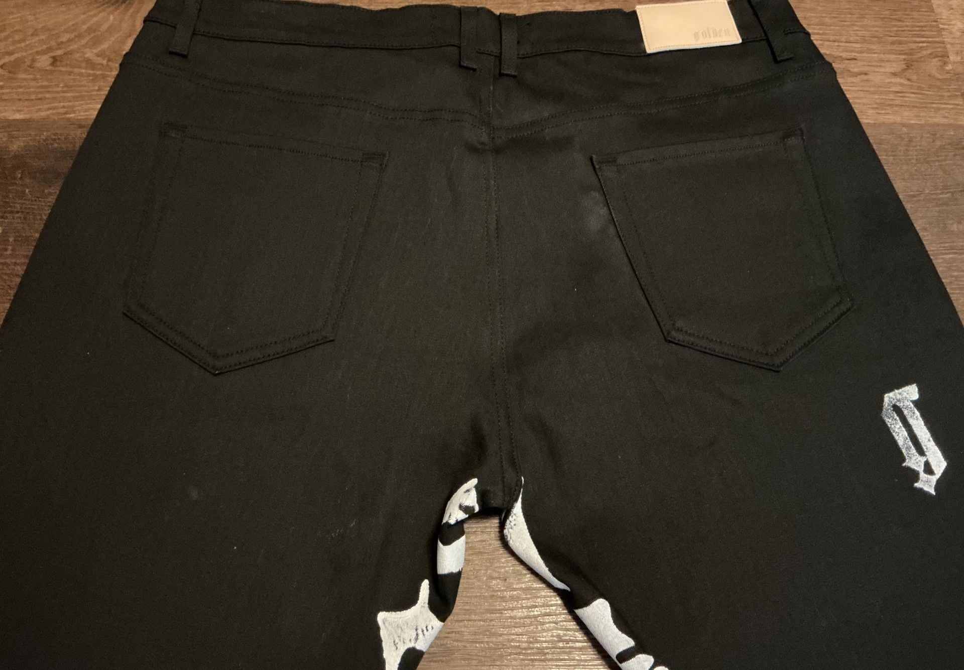 Golden Denim Gothic Letter Graphic Flare Jeans 10