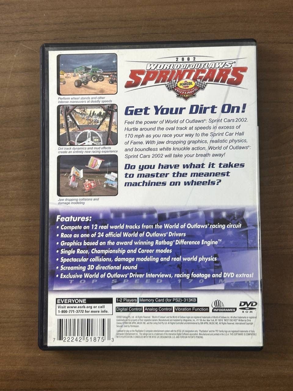 World of Outlaws Sprint Cars 2002 Sony PlayStation 2 PS2 Complete CIB w/ Manual 3