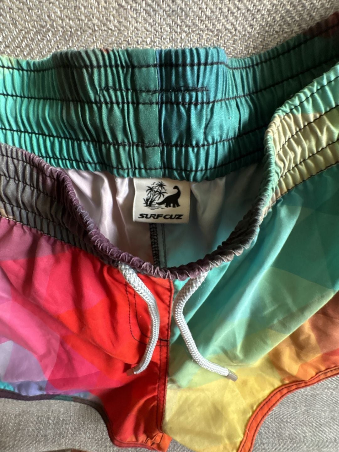 Surfcuz Quick Dry Swim Shorts Multi Color Geometric Print 3