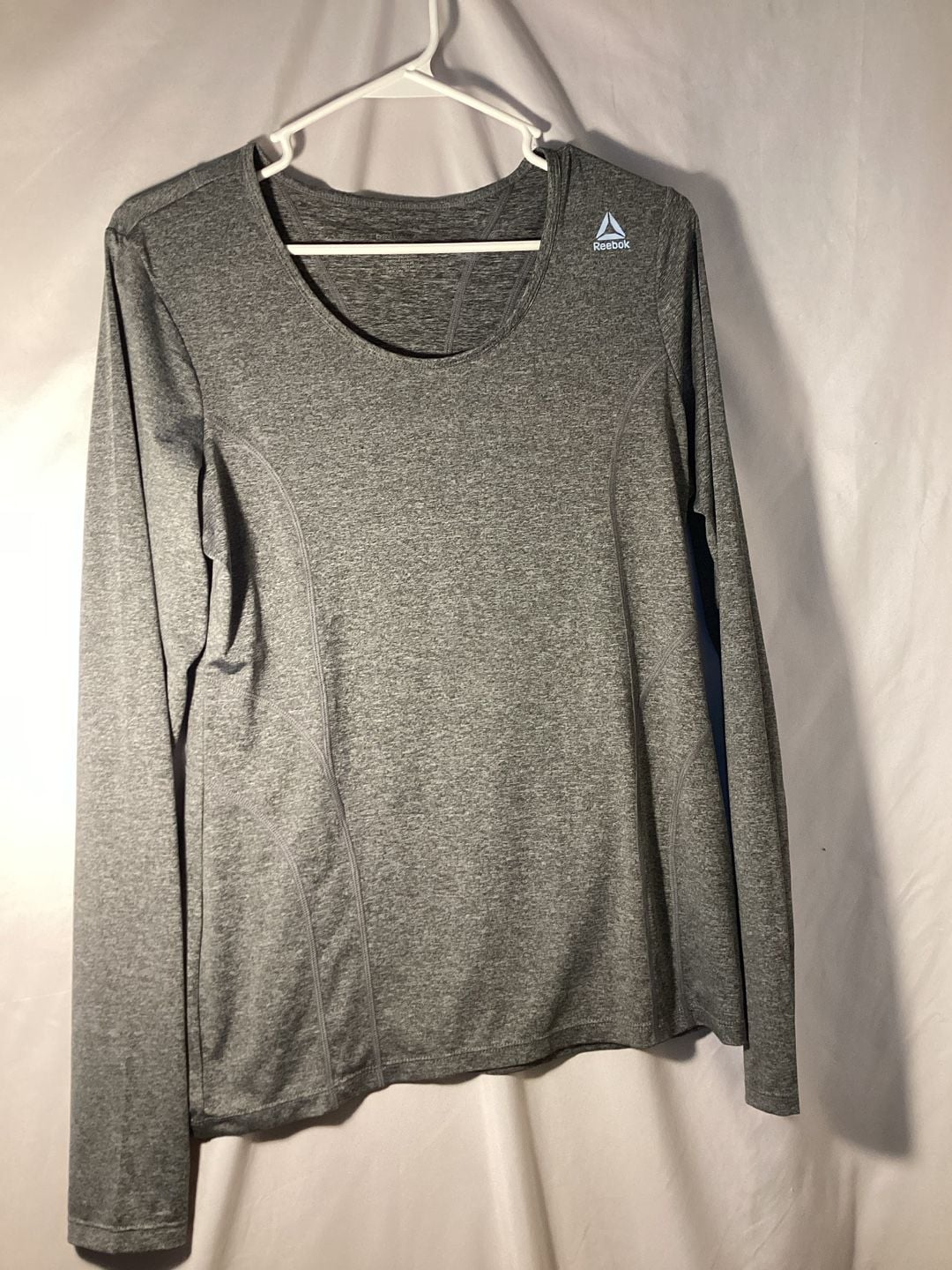 Reebok Long Sleeve Athletic Top Size S Gray Heathered Workout Shirt 2